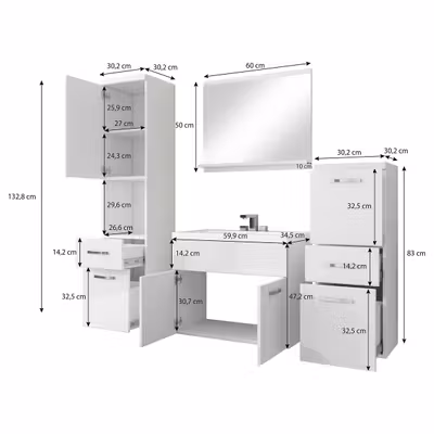 Set de mobilier pentru baie Atlanterra, 4 piese – loftscape - imagine 4